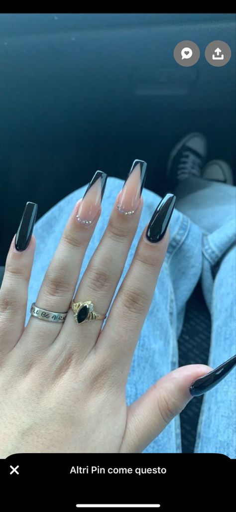 Hoco Nails, Black Nail Designs, Party Nails, Brown Nails, Dream Nails, Fire Nails, Us Nails, Long Acrylic Nails, Black Rhinestone