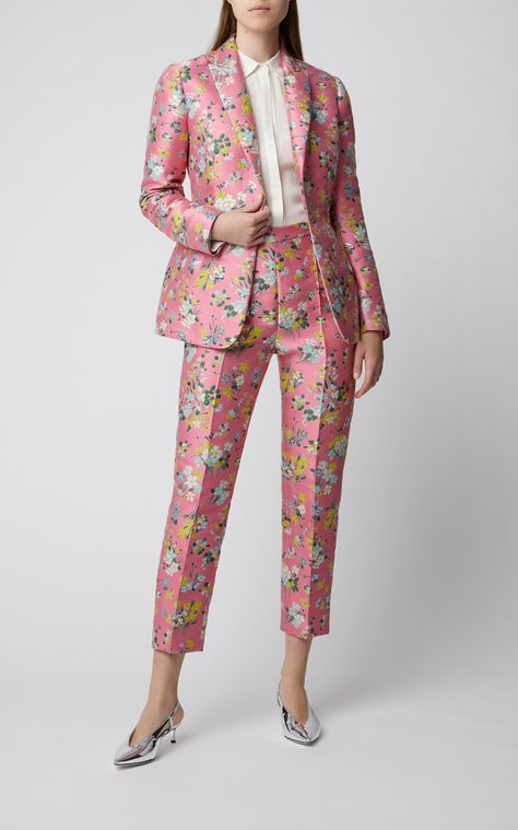 Floral Suit, Floral Trousers, Satin Jacket, Woman Suit Fashion, Pantsuits For Women, Mode Chic, Satin Jackets, Floral Jacket, Floral Pants