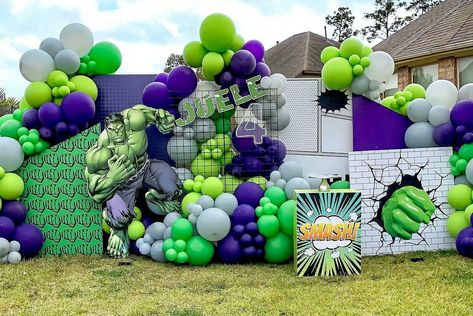 Large Party Props, Hulk Theme, Superhero Backdrop, Hulk Birthday Parties, Transformers Party, Hulk Party, Marvel Birthday, Hulk Birthday, Fireman Birthday