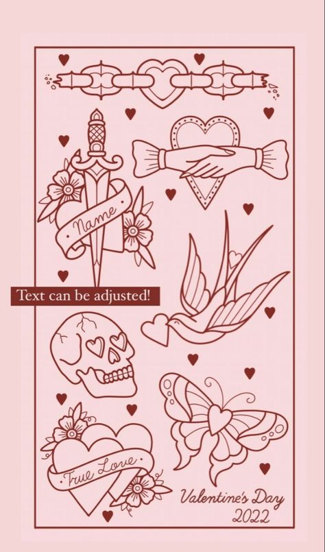 Traditional Valentines Flash, American Traditional Tattoo Art Flash, Old School Small Tattoo, Girly Traditional Tattoo Flash, Simple Old School Tattoo, Girly Flash Tattoo Ideas, Girly Traditional Tattoo, Valentines Flash, Envelope Tattoo