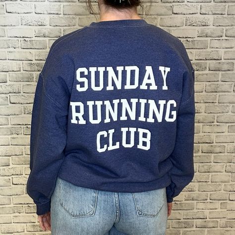 We just got the cutest new sweatshirts, perfecting timing for the spring weather☀️ Pair with a cute pair of denim shorts for a casual outing, or with your fav leggings or sweats just to lounge around… either way you’ll be comfy & cute! Running Community, Running Club, Club Sweatshirts, Morning Running, Spring Weather, Perfect Timing, Medium Blue, The Cutest, Denim Shorts