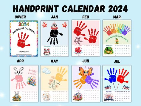 Handprint Calendar, Toddler Nursery, Nursery Preschool, Footprint Craft, Craft Kids, Diy Gifts For Kids, Handprint Craft, Nursery School, Preschool Activity