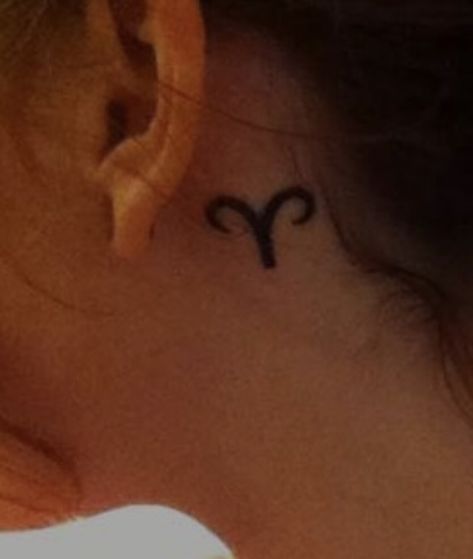 Aries Tattoo Behind Ear, Capricorn Sign Tattoo, Ram Symbol, Tattoo Behind The Ear, Aries Tattoos, Behind The Ear Tattoo, Capricorn Tattoo, Small Rose Tattoo, Ear Tattoos