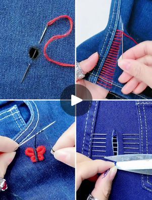 Easy DIY Clothing Tips for Recycle Denim | Useful Sewing Hacks using Old Jeans :) | By Simple Crafts | Everyone, in this video we are
going to fix this hole in the denim. We are making a
beautiful star design on the top of it. So mark lines. We
are mark the dots here and look now we are going to put the
thread and needle on the holes like this. We have marked six
holes and look your star is ready. Once the star is done
you have to just overlap the thread one over another and you
have to cover the centre like this and look it's almost done.
These type of designs look very pretty. You can do it normally
as well and repeat the same process over and over again.
You have to decrease the size according to the corners of the
star like this and look it's done. How pretty this is
looking. You can a Sewing Repairs, Denim Sewing, Denim Hacks, Clothing Tips, Diy Techniques, Fashion Sewing Tutorials, Repair Clothes, Diy Sewing Pattern, Types Of Embroidery