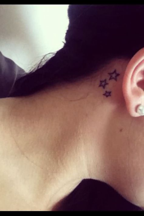 Stars Behind Ear Tattoo, Star Tattoos Behind Ear, Behind Ear Tattoo Small, Star Tattoo On Wrist, Ems Tattoos, Hip Tattoo Small, Small Star Tattoos, Behind Ear Tattoos, Side Neck Tattoo