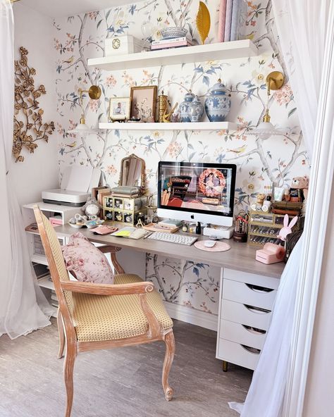 Charmaine Dulak (@charmainedulak) • Instagram photos and videos Cloffice Ideas, Yellow Kitchen Cabinets, Boho Bedroom Diy, Desk Vintage, Colorful Kitchen Decor, Girly Apartment Decor, Apartment Makeover, Cubicle Decor, Kids Room Inspiration