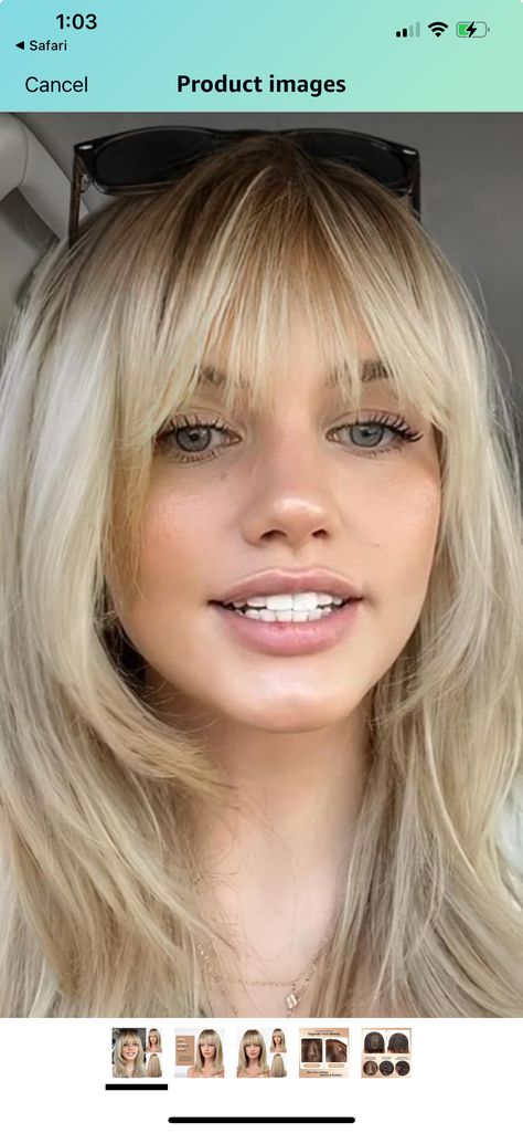 Blonde Hair Full Fringe, Shay Sullivan Hair, Shay Sullivan, Fringe Hair, Full Fringe, Blonde Hair With Bangs, Hair Bangs, Fringe Hairstyles, Hair Color And Cut