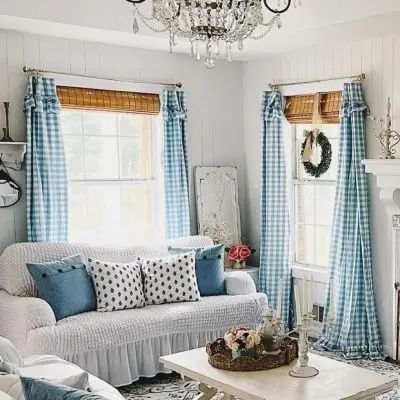 GINGHAM AND PETALS | Shop Sales Events Antique Farmhouse Classic Curtains, Ruffle Curtains, Plaid Curtains, Window Wall Decor, Rustic Window, Shabby Chic Curtains, Country Charm, Farmhouse Bedroom, Antique Farmhouse