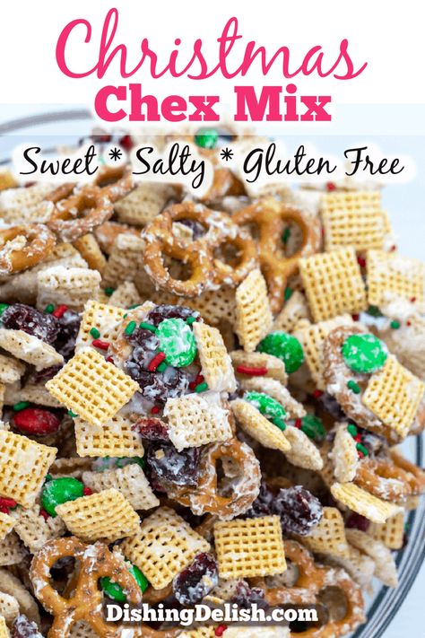 Chex Mix Recipes Christmas, Gluten Free Snack Mix, Christmas Chex Mix, Gluten Free Christmas Treats, White Chocolate Chex Mix, Christmas Snack Mix, Chex Mix Christmas, Party Mix Recipe, Chocolate Cashew