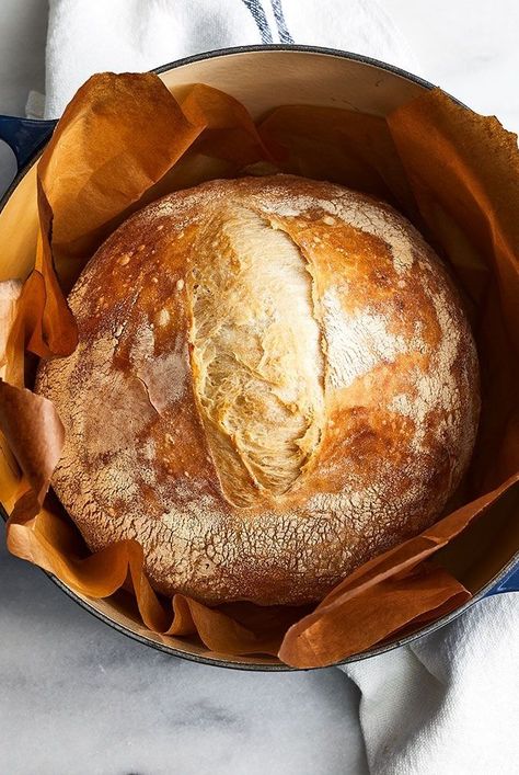 Get the recipe for No-Knead Crusty Boule. Boule Bread Recipe, Boule Recipe, Dutch Oven Bread, Artisan Bread Recipes, Rustic Bread, Dutch Oven Cooking, Loaf Recipes, No Knead Bread, Baked Pork