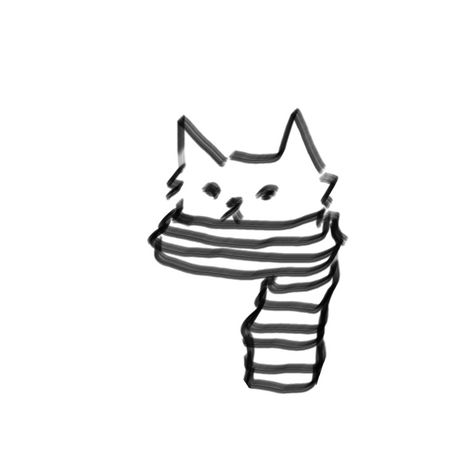 Cat Knitting Drawing, Cat With Scarf Drawing, Cat And Yarn Drawing, Cat In Hat Drawing, Cat In A Bag Drawing, Cat With Hat Drawing, Scarf Doodle, Scarf Tattoo, Cmas Gifts