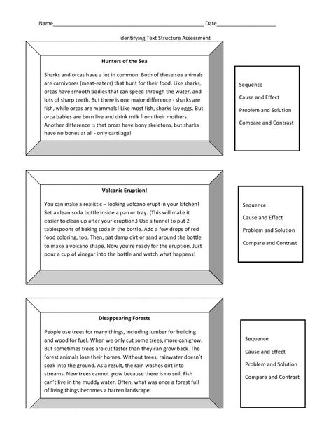 Text Structure Assessment worksheet Sequence Text Structure, Text Structure Worksheets, Decimal Word Problems, Complex Sentences, Text Structure, Study Methods, Word Recognition, Context Clues, Budgeting Worksheets