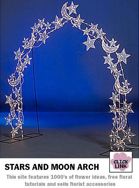 Sparkling stars and moon archway for your wedding entrance $279.99 Moon Decorations, Starry Night Prom, Moon Arch, Star Themed Wedding, Celestial Wedding Theme, Sailor Moon Wedding, Starry Wedding, Galaxy Wedding, Starry Night Wedding