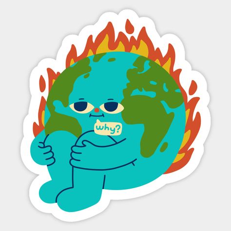 Global Issues Illustration, Global Warm, Earth Stickers, Earth Logo, Earth Illustration, Simple Doodles, Cool Stickers, Science Projects, Sticker Collection