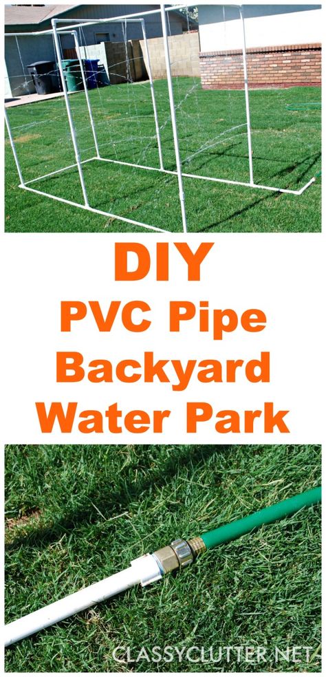 DIY PVC Backyard Water Park - www.classyclutter.net Backyard Water Park, Backyard Water Parks, Pvc Pipe Projects, Pvc Projects, Pvc Pipes, Summertime Fun, Backyard Fun, Pvc Pipe, Outdoor Games