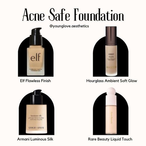 Young Love Aesthetics | AZ Aesthetician and Acne Specialist on Instagram: "Acne Safe Foundation Recommendations! - A mix of drugstore and Sephora/Ulta makeup to fit anyone’s budget! A fan favorite of mine is the elf flawless finish and Charlotte tilbury flawless filter and airbrush foundation! - Hope this guide helps you find safe foundations to use and can be used to send to your S/O for Christmas stockings! All my bootcampers get their own acne safe lift but any of these products can be adde Acne Safe Foundation, Charlotte Tilbury Flawless Filter, Clear Skin Routine, Flawless Filter, Ulta Makeup, Airbrush Foundation, Skin Routine, Charlotte Tilbury, The Elf