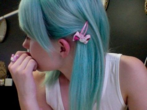 Love lite blue Blue Hair Pigtails, Mint Blue Hair, Blue Pigtails, Cyan Hair, Hair Pigtails, Fantasy Hair, Colorful Hair, Amazing Hair, Fancy Hairstyles