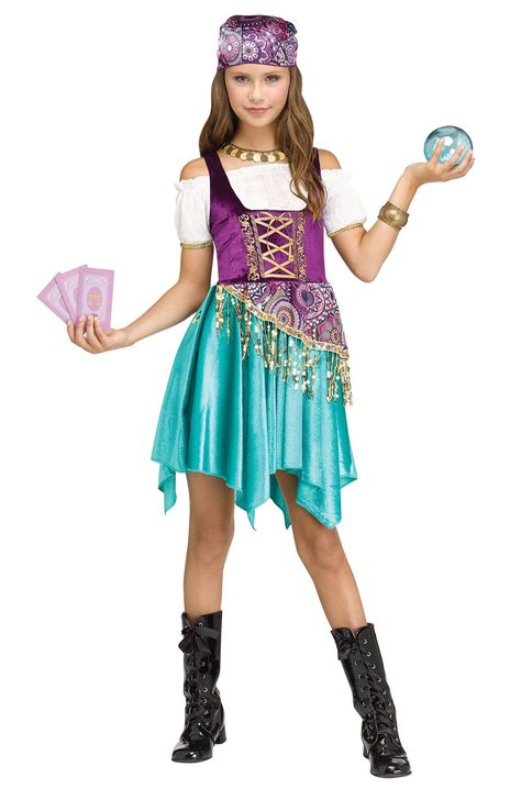 Check out the deal on Pretty Fortune Teller Child Costume at PureCostumes.com Fortune Teller Costume, Halloween Infantil, Blue Handkerchief, Hip Scarves, Halloween 2022, Costume Themes, Halloween Fancy Dress, Fortune Teller, Cute Costumes