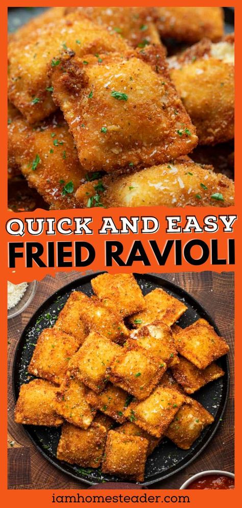 Sausage Ravioli Recipe, Ravioli Dinner Ideas, Fried Ravioli Recipe, New Year's Eve Food, Cheese Ravioli Recipe, Sausage Ravioli, Fried Ravioli, Smoked Sausage Pasta, Pumpkin Ravioli