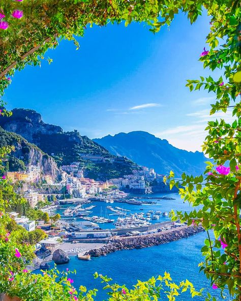 Amalfi Coast framed by... - Sorrento, Capri and Amalfi Coast Capri Italy Photography, Almafi Coast Italy, Sorrento To Capri, Anguilla Beaches, Carribean Travel, Sorrento Beach, Capri Italy, Italy Photography, The Amalfi Coast