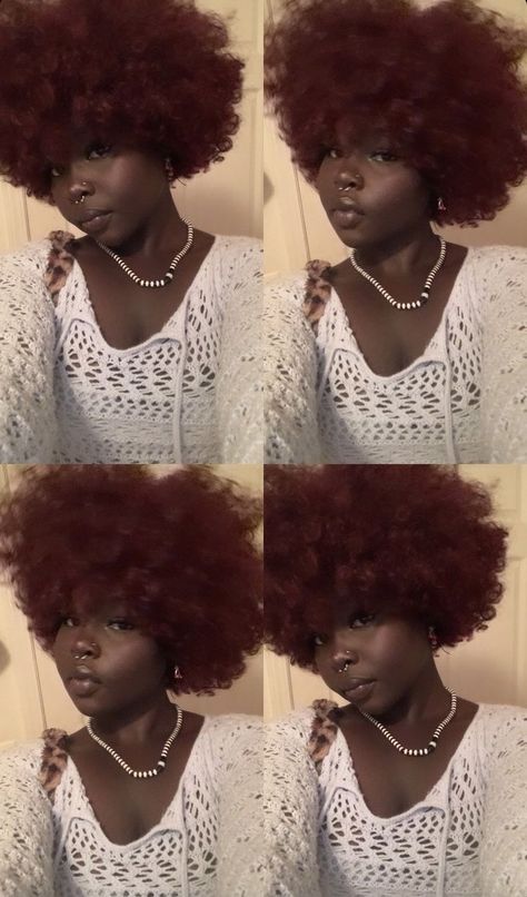 Dark Red Brown Hair, Red Hair On Dark Skin, Red Afro, Hair Color For Brown Skin, Hair Color For Dark Skin, Types Of Hair Color, Goth Hair, Dark Red Hair, Natural Afro Hairstyles