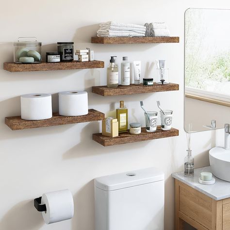 wall shelves provide additional storage space to organize small items and eliminate clutter in various rooms such as bedrooms, bathrooms and kitchens. They are perfect for storing spice bottles and utensils in the kitchen, toiletries and towels in the bathroom, as well as displaying small plants, trophies, collectibles, books, photos and more. They can even serve as shelves for cats. #homedecor #esthetics #home #ad Floating Shelves Bathroom Decor, Bathroom Decor Wall Shelves, Shelves Bathroom Decor, Floating Storage Shelves, Over Toilet Storage, Bathroom Decor Wall, Shelves Bathroom, Storing Spices, Floating Shelves Bathroom