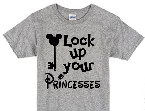 Lock Up Your Princesses / Boys Disney T-Shirt / Mickey Mouse T-Shirt / Disney Vacation Boys T-Shirt // Boys Disney Shirt by BrightDesignsCo on Etsy https://www.etsy.com/listing/291326263/lock-up-your-princesses-boys-disney-t Going To Disney Surprise, Surprise Disney Trip, Boy Disney Shirts, Funny Disney Shirts, Disney Surprise, Going To Disney, Disney With A Toddler, Disney Vacation Shirts, Disney Trip Shirts