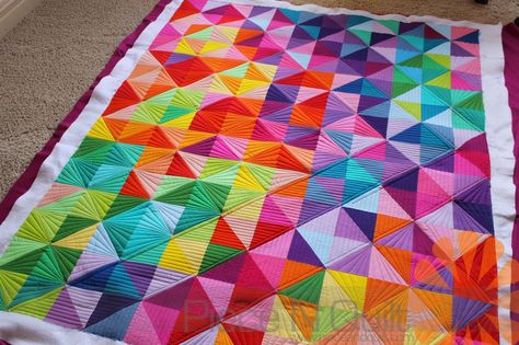 Piece N Quilt: Half Square Triangle Quilt - Custom Machine Quilting by Natalia Bonner Prism Quilt Pattern Free, Bright Star Quilt Pattern, Star Bright Quilt Pattern, Rainbow Batik Quilt, Rainbow Hst Quilt, Long Arm Quilting Patterns, Triangle Quilt Pattern, Charm Pack Quilts, Longarm Quilting Designs