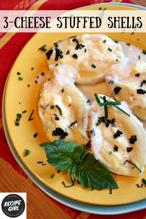 Shells Pasta, White Cheese Sauce, White Sauce Recipe, Meals For Three, Creamy White Sauce, White Sauce Recipes, Cheese Stuffed Shells, Stuffed Shells Recipe, White Cheese