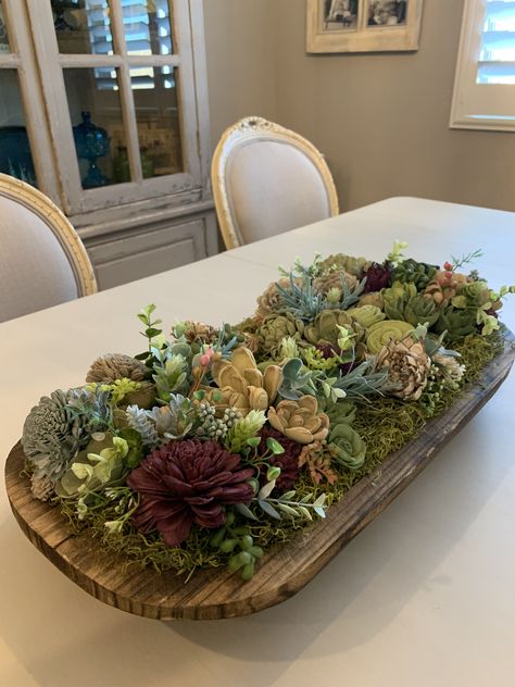 Shallow Bowl Floral Arrangement, Low Bowl Floral Arrangement, Dough Bowl Succulent Centerpiece, Succulent Arrangements Bowl, Bowl Centerpieces, Succulent Arrangements In Glass Bowl, Succulent Arrangements Wooden Bowl, Dough Bowl Centerpiece, Dough Bowls