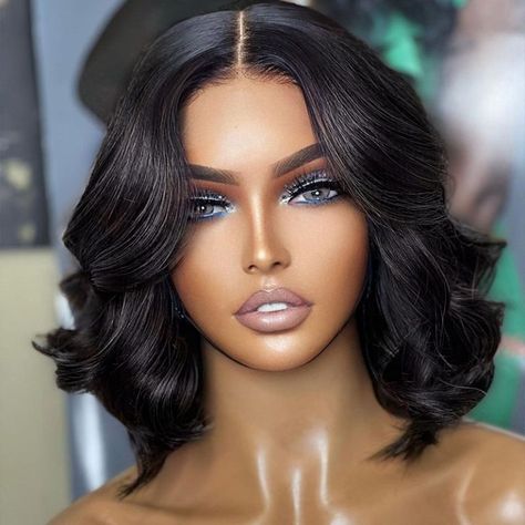 layer cut short wig Wig Cap Hairstyles, Body Wave Bob, Wavy Bob Wig, Lace Frontal Bob, Short Hair Lengths, Layered Cut, Human Virgin Hair, Raw Hair, Body Wave Wig