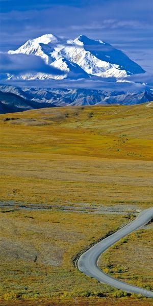 Alaska, Denali National Park, Mount McKinley, Panorama Photo Mount Denali, Mount Mckinley, Denali Alaska, Alaska Vacation, Alaska Usa, Panoramic Photo, Hiking National Parks, Denali National Park, Winding Road