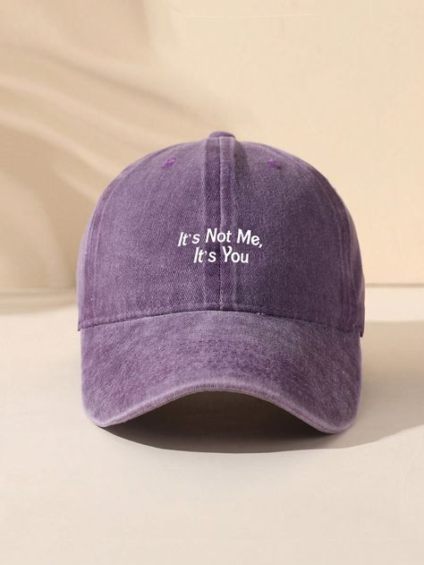 Purple Basics,Casual Collar  Polyester Letter  Embellished  Spring/Summer,Fall/Winter Women Accessories Distressed Baseball Cap, Baseball Women, Womens Baseball Cap, Autumn Summer, Summer Fall, Winter Women, Baseball Cap, Fall Winter, Spring Summer