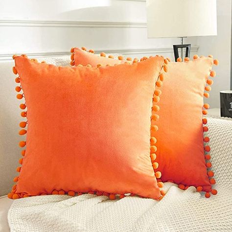 Lemon Set, Pom Pom Pillows, Orange Pillows, Velvet Throw, Velvet Pillow Covers, Velvet Throw Pillows, Decorative Throw Pillow Covers, Lumbar Throw Pillow, Velvet Cushions