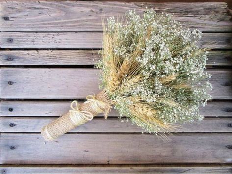 Baby's Breath Bridal Bouquet, Wheat Bouquet, Wheat Wedding, Alternative Wedding Bouquet, Bouquet Champetre, Bridal Bouquet Summer, Country Bouquet, Deco Champetre, Babies Breath