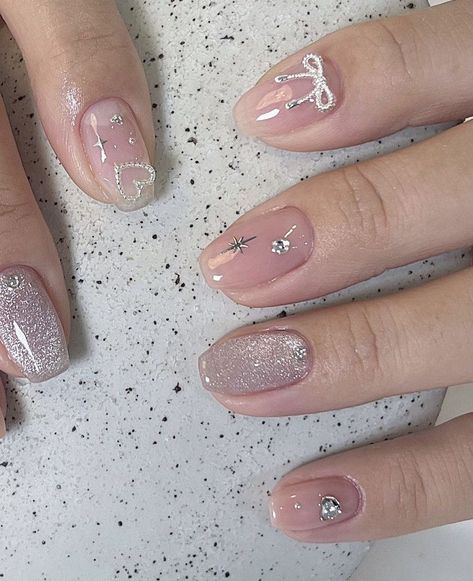 Hello Nails, Hippie Nails, Simple Gel Nails, Minimal Nails, Blush Nails, Soft Nails, Jelly Nails, Gem Nails, Aesthetic Ideas