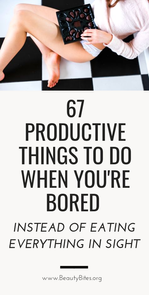 Productive things to do when you're bored instead of eating and thinking about food. If you're struggling with overeating and weight loss, being productive can really help by getting your mind off of food! Here are 67 productive things you can do to today! Productive Activities, Being Productive, Bored At Home, Things To Do Alone, What To Do When Bored, Things To Do At Home, Productive Habits, Productive Things To Do, Things To Do When Bored