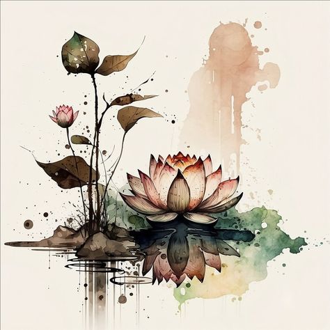 Crimson Zen Blossom Print: Watercolor Lotus Wall Art - Etsy Canada Nature Does Not Hurry, Lotus Wall Art, Watercolor Lotus, Zen Gardens, Watercolor Prints, Body Adornment, Blossom Print, Lao Tzu, Zen Art