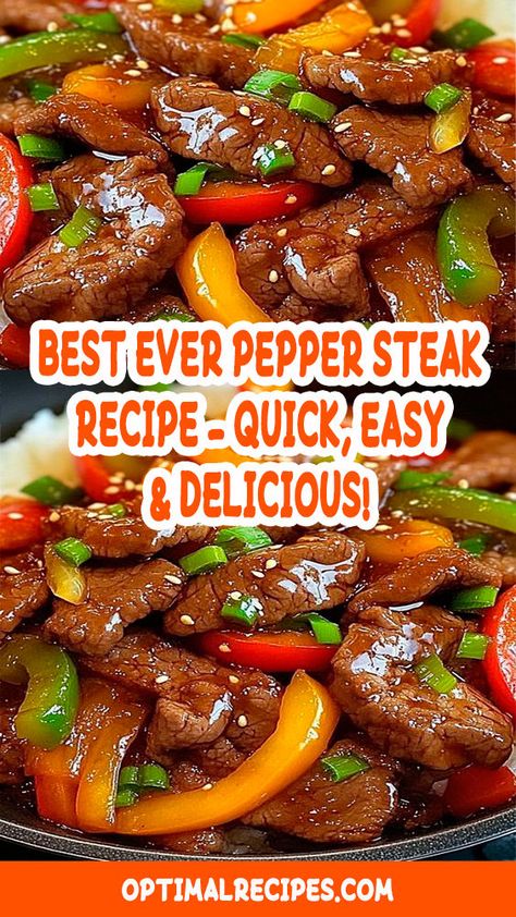 Craving a hearty dinner in under 30 minutes? This Best Ever Pepper Steak Recipe is a game-changer! Juicy strips of beef, vibrant peppers, and a savory sauce come together in one skillet for a flavor-packed meal that's as easy as it is delicious. Perfect for busy weeknights or a quick family dinner. Don't miss out on this mouthwatering dish – save it now and treat yourself to a new dinner favorite! 😍🍽 #PepperSteak #QuickRecipes #DinnerIdeas #EasyMeals Peppers Steak Recipe, Pepper Steak With Round Steak, Pepper Steak In Crock Pot Recipe, Minute Steak Ideas, Beef Tips And Peppers, Easy Pepper Steak Recipe Simple, Recipe For Pepper Steak, Recipe Using Peppers, Dutch Oven Pepper Steak