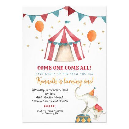 Boy Circus Kid's Birthday Party Invitation #BouncingCastle #ImaginaryWorld Circus Birthday Party Invitations, Carnival Theme Invitations Birthday, Circus Theme Party One Year Old, Circus Theme Birthday Invitation, Circus Theme Party Invitations, Carnival Theme 1st Birthday Boy, Circus 1st Birthday Party Boy, Carnival 1st Birthday Party Boy, Circus Theme Invitations