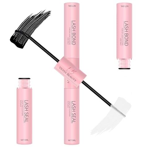 VEYESBEAUTY Lash Bond and Seal Waterproof 2 in 1 Cluster Lash Glue for Eyelash Extensions Long Lasting Strong Hold Individual Eyelash Glue for Self-Application at Home 5ml+5ml Lime Oil, Beauty Lash, Individual Eyelashes, Eyelash Glue, Tired Eyes, Glowing Complexion, Lash Glue, Eye Serum, Puffy Eyes