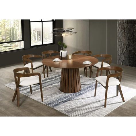 VIG Furniture Weiss Round Dining Table | Wayfair Modern Kitchen Table, Modern Backdrop, Circular Dining Table, Modern Kitchen Tables, 5 Piece Dining Set, Dining Armchair, Enjoy Coffee, Matching Chairs, Kitchen Dining Sets