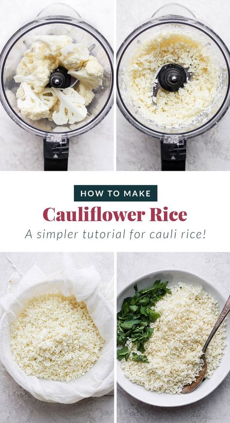 Make a batch of cauliflower rice from home! Recipes Whole 30, Make Cauliflower Rice, Cauliflower Rice Easy, Carb Substitutes, Low Carb Rice, How To Make Cauliflower, Raw Cauliflower, Healthy Baked Chicken, Cauliflower Puree