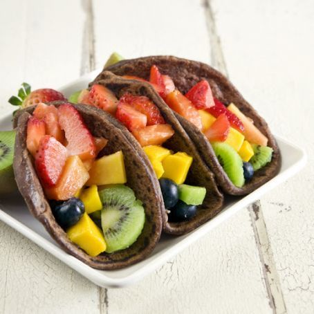 Fruit Tacos with Chocolate Tortillas Recipe - (4.5/5) Chocolate Taco Shells, Chocolate Tortilla, Fruit Tacos, Fruit Taco, Chocolate Taco, Taco Shell Recipe, Food Recipes Dessert, Tortillas Recipe, Tortilla Shells