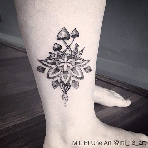 Emilie Desaunay @mi_li3_art from @backinktime.artistcollective in Adelaide, South Australia did this #dotworktattoo #mushroomtattoo #backinktime Flower Mushroom Tattoo, Mushroom Tattoo, Mushroom Tattoos, Adelaide South Australia, About Tattoo, Lotus Tattoo, Dot Work Tattoo, Tattoo Blog, South Australia