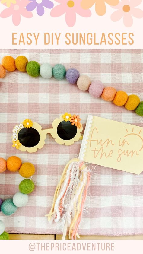 The cutest DIY sunglasses for summer. These were such a quick and easy diy that turned out so cute! I can’t wait to gift them as party… | Instagram Sunglasses Diy, Summer Supplies, Diy Sunglasses, Sunshine Party, Hippie Halloween, Mom Diy, Cool Sunglasses, Cute Diys, The Flowers