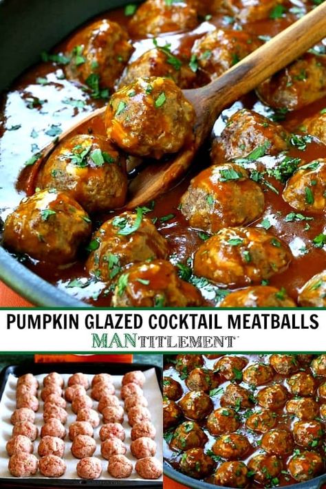 Pumpkin Meatballs, Cocktail Meatball Recipes, Slow Cooker Cabbage Rolls, Homemade Meatballs Recipe, Ground Beef Meatballs, Cocktail Meatballs, Glazed Meatballs, Meatball Sauce, Pumpkin Eater