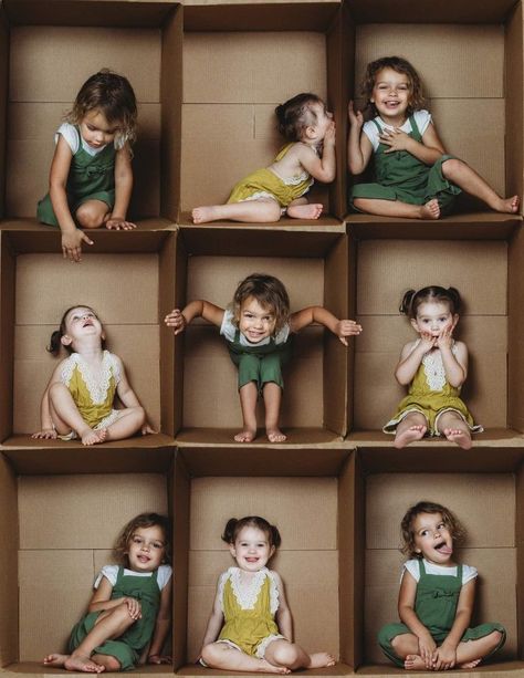 At Home Photoshoot Ideas Kids, Cardboard Box Photoshoot, Indoor Photoshoot Ideas Kids, Cousin Photoshoot Ideas, Box Photoshoot, Maternity Photography Poses Couple, Toddler Photoshoot, Atv Riding, Studio Photography Poses