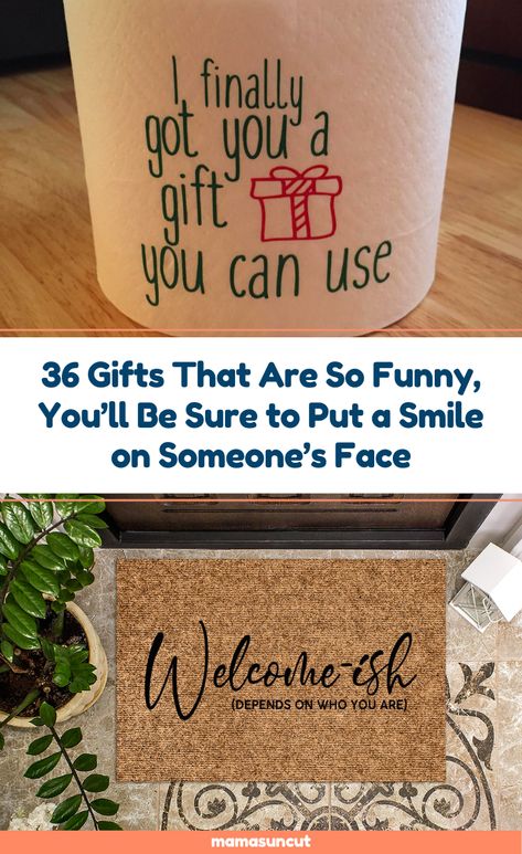 36 Gifts That Are So Funny, You'll Be Sure to Put a Smile on Someone's Face You never know when you'll be in the mood to gift something funny, so a list of really good gag gifts is always important to have in your arsenal. 2 Funny Gifts To Give, Best Birthday Gifts For Women Friends, Funny Gift For Friend, Funny Diy Gift Ideas, Joke Gifts For Friends, Funny Christmas Present Ideas, Funny Cricut Gifts, Funny Gift Box Ideas, Novelty Gifts Funny