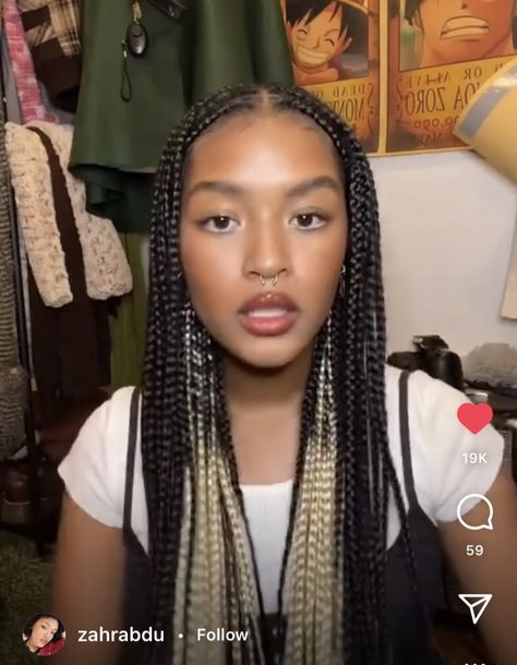 Box Braids Under Color, Box Braids Peekaboo Color, Braid Color Ideas For Black Women, Peekaboo Box Braids, Peekaboo Braids, Black Hair Protective Styles, Hair Braid Patterns, Braided Hairstyles For Black Women Cornrows, Big Box Braids Hairstyles